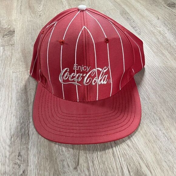 Vintage Nissin Cap Cola Cola Snapback Hat Soda Pop Red White‎ Stripe Cap - Picture 1 of 8
